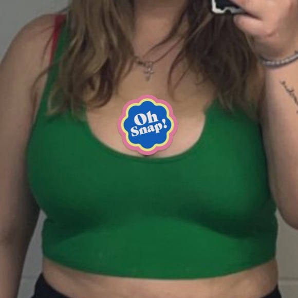 Women’s Cropped Green Ribbed Tank - Picture 4 of 4